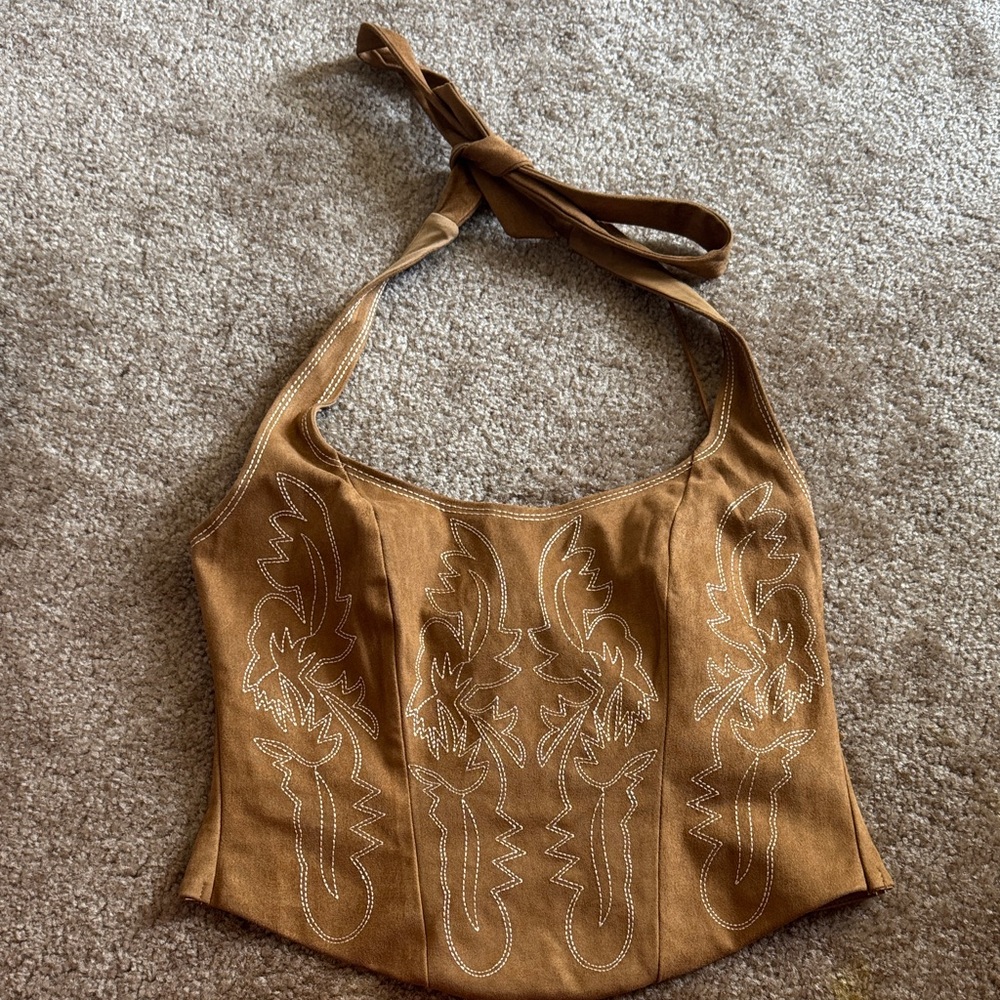Windsor Tan Embroidered Shoulder Bag